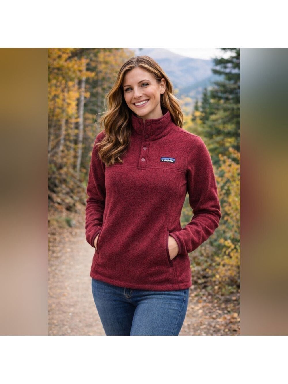 Patagonia Women’s Better Sweater 1/4 Snap Pullover Burgundy Small